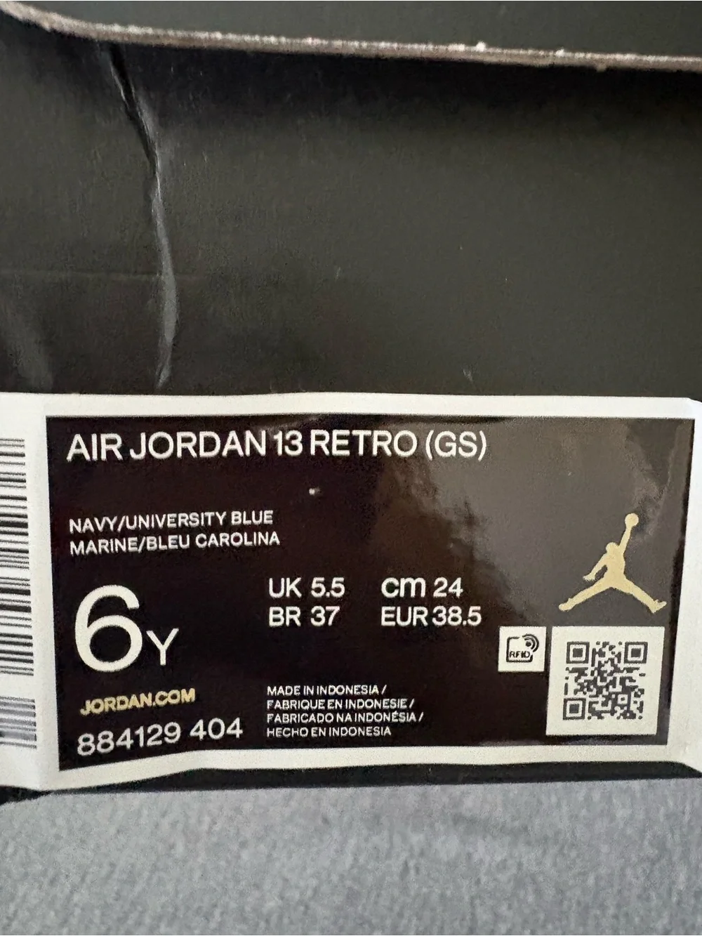 Jordan Big Kids White and Navy Retro Basketball Sneakers